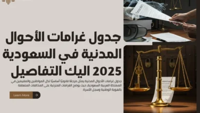 جدول غرامات الأحوال المدنية