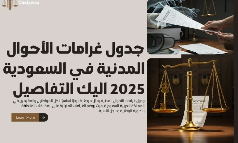 جدول غرامات الأحوال المدنية